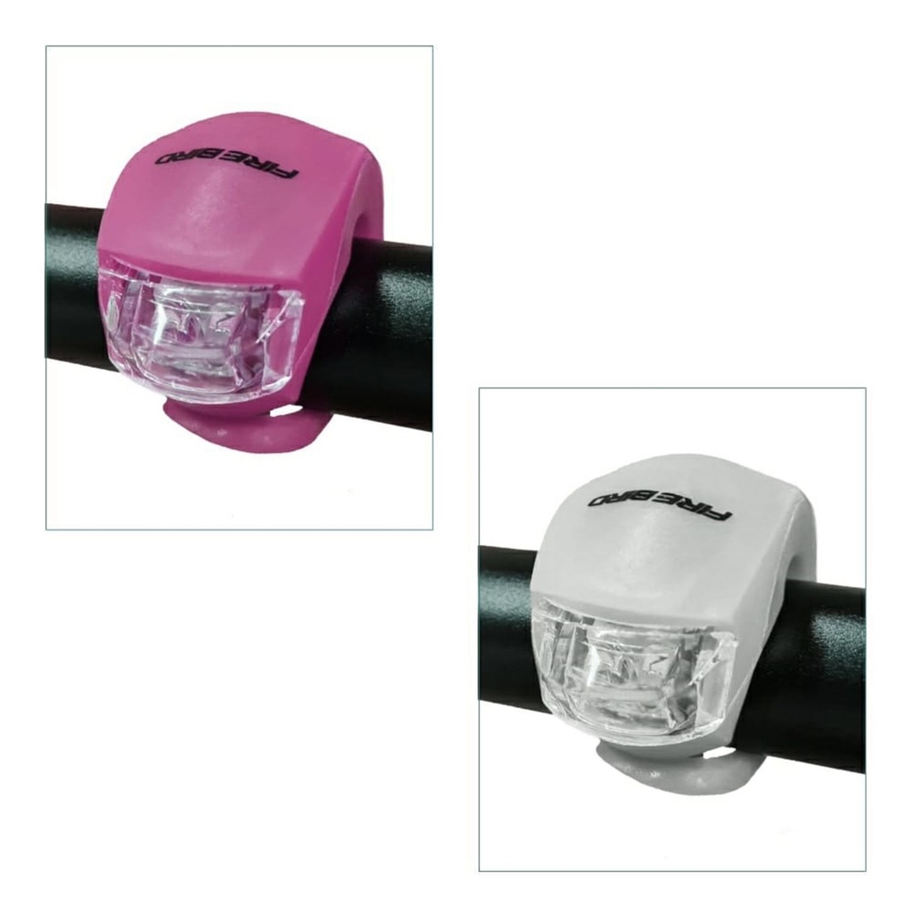 Luces Delantera y  Trasera Led de Silicona- a Pila -Set Colores Rosa y Blanco