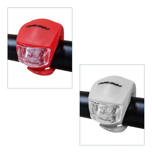 [17236B] Luces Delantera y  Trasera Led de Silicona- a Pila -Set Colores Rojo y Blanco