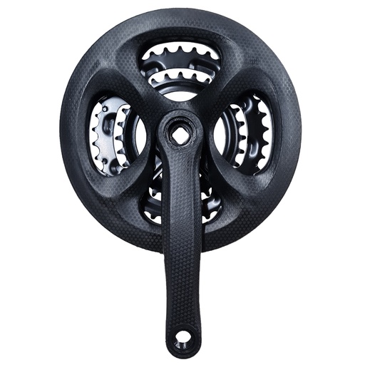 [10996] Plato y Palanca Triple 42/34/24 Dientes - 170 mm - Acero Negro Revestido Plastico Simil Carbono